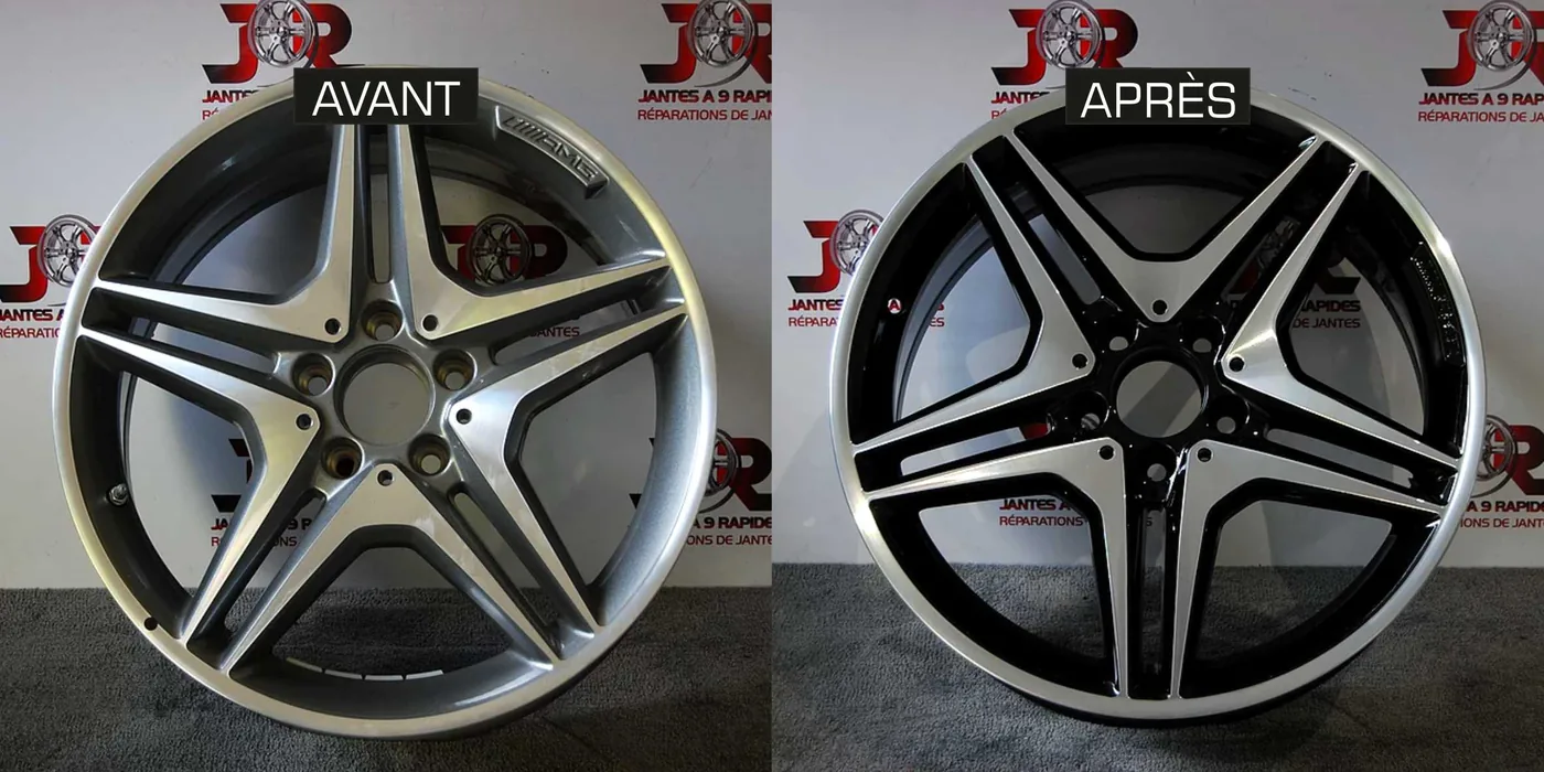 Jante Mercedes avant / après, finition bi-ton diamantée par J9R